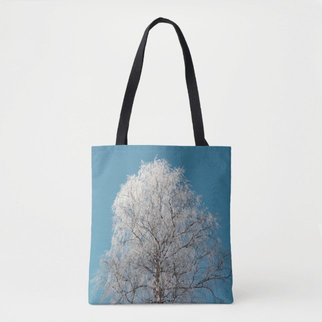 A White Willow Träd mot Clouless Blå himmel Tygkasse (Framsida)