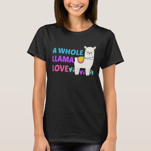 A Whole Llama Love Cute Llamas   Boho Women Teens T Shirt (Framsida)
