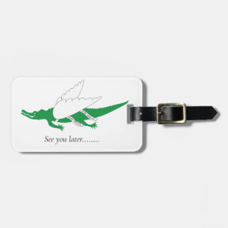 A Winged Green Alligator Luggage Tag Bagagebricka