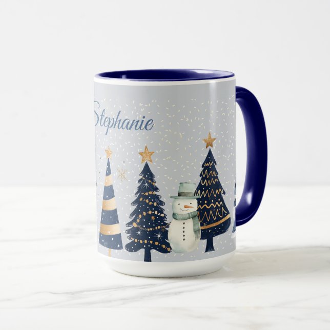 A Winter Wonderland - två Snögubbar - Blue och Gul Mugg (Framsida höger)