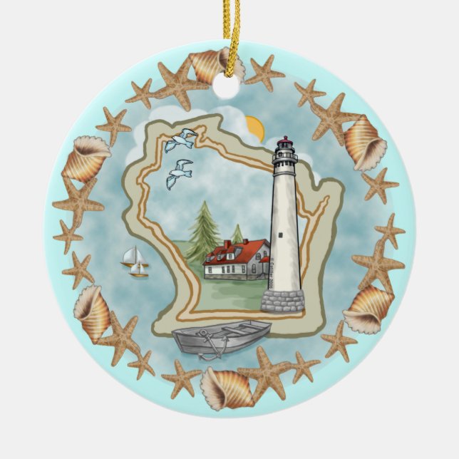 A Wisconsin Snäckas Lighthouse Ornament (Framsidan)