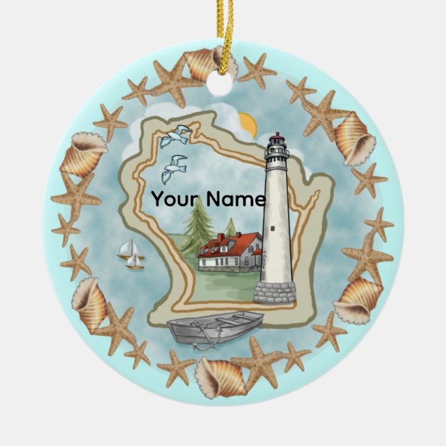 A Wisconsin Snäckas Lighthouse Ornament (Framsidan)