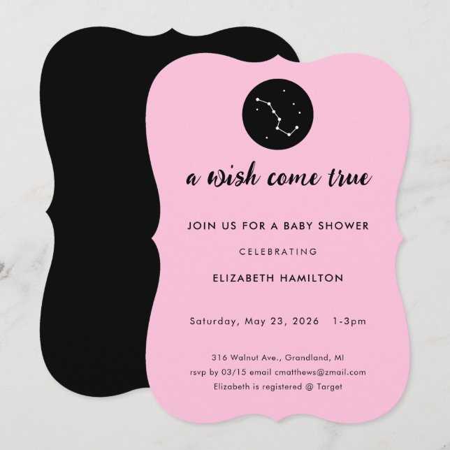 A Wish Come True Big Dipper Baby Shower Invitation Inbjudningar (Fram/baksida)