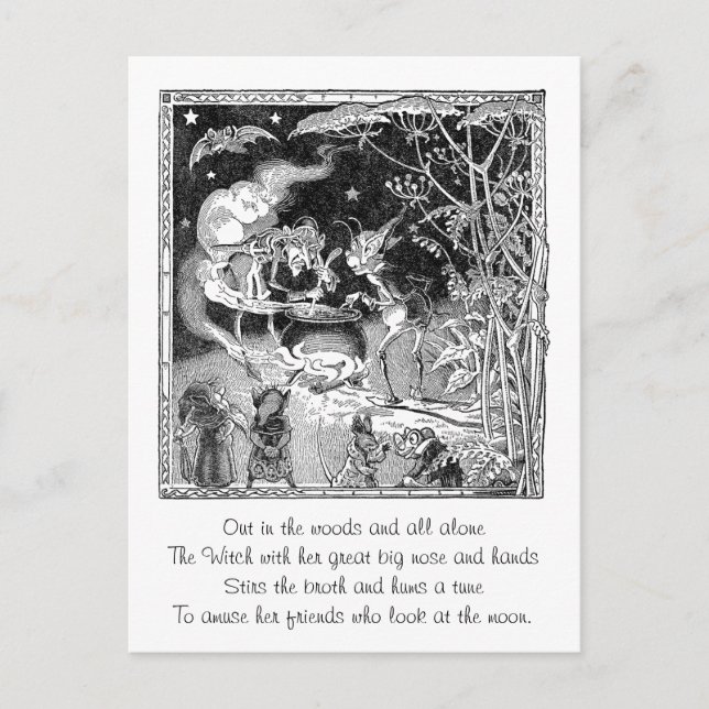 A Witch Brews for Forest Friends Vykort (Framsida)