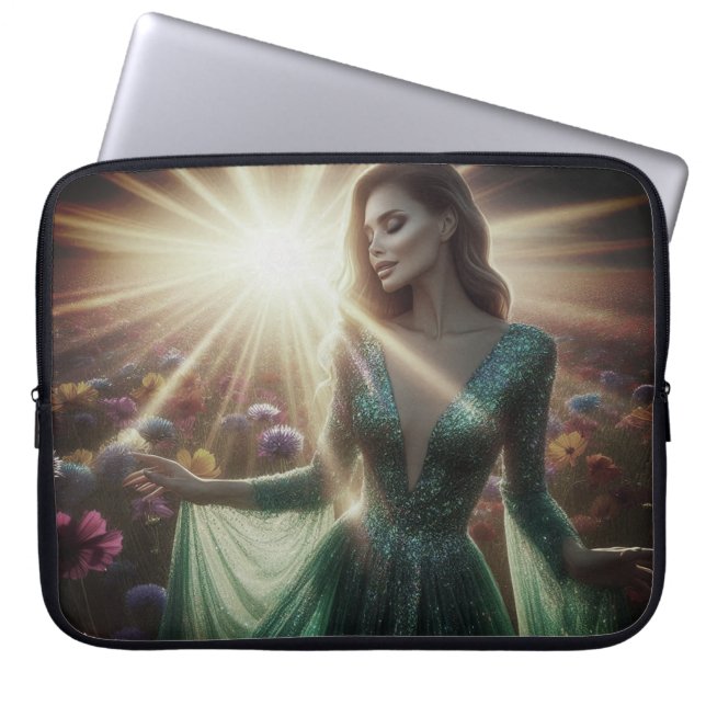 A Woman in the Green Dress Laptop Electronics Bag Laptop Fodral (Framsidan)