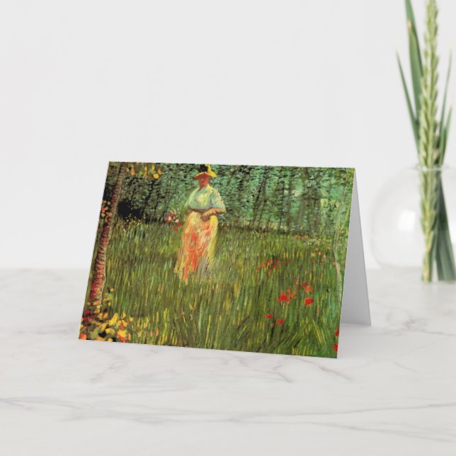 A Woman Walking in a Garden by Vincent van Gogh Kort (Framsida)