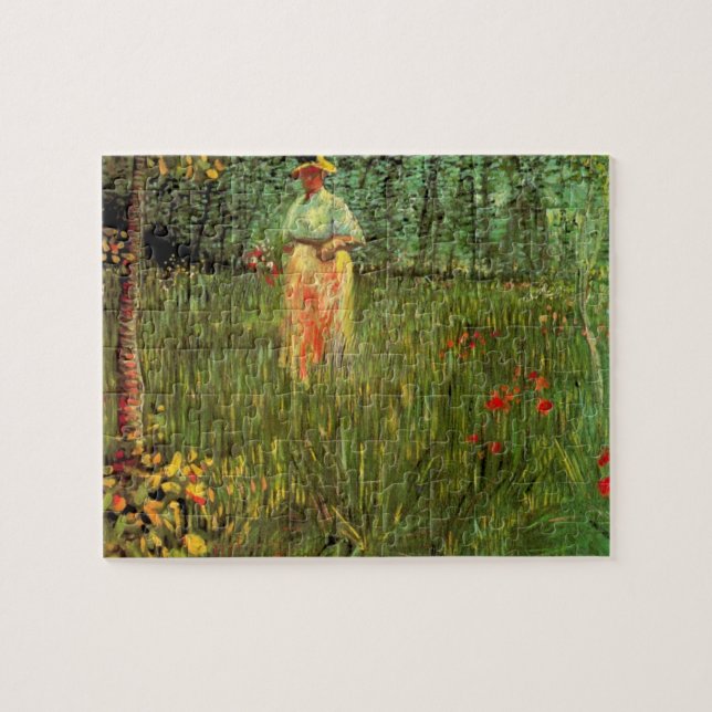 A Woman Walking in a Garden by Vincent van Gogh Pussel (Horisontell)