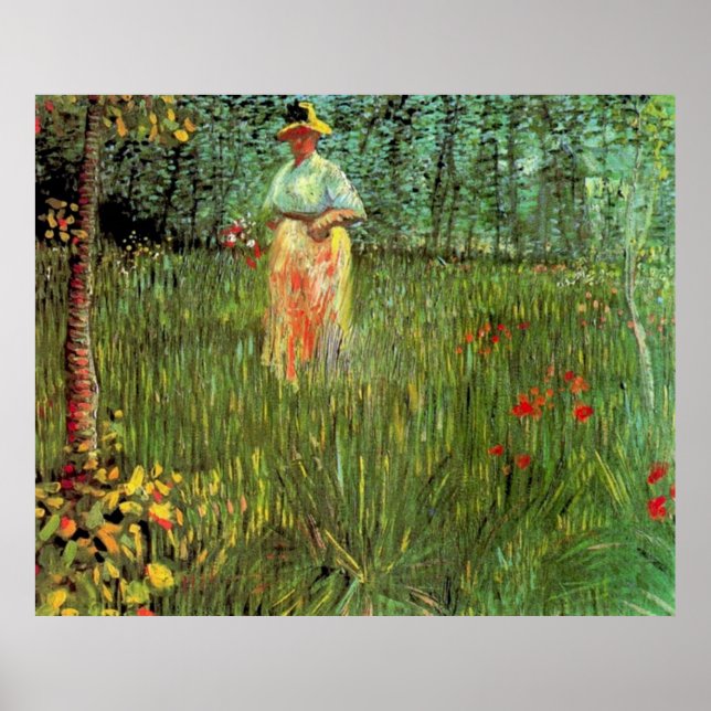 A Woman Walking in a Garden Poster (Framsidan)