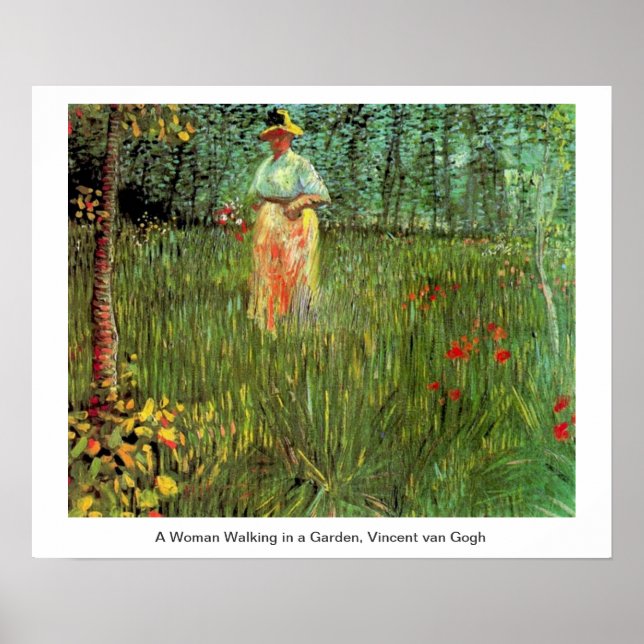 A Woman Walking in a Garden Poster (Framsidan)