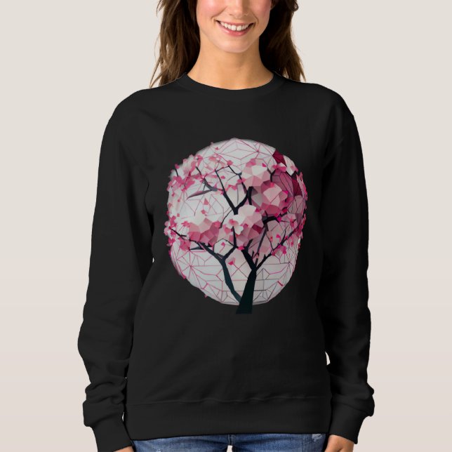 A Work of with a Cherry Blossom Sphere Geometric T Shirt (Framsida)