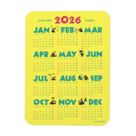 A Year with Toucans: Calendar 2026-Yマグネットカード Magnet