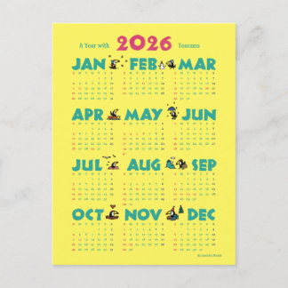 A Year with Toucans: Calendar 2026-Y Helg Vykort