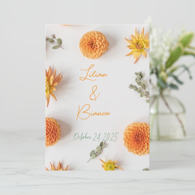 A "Yes" in Summer Hues - invitation wedding Inbjudningar (Stående Fram)