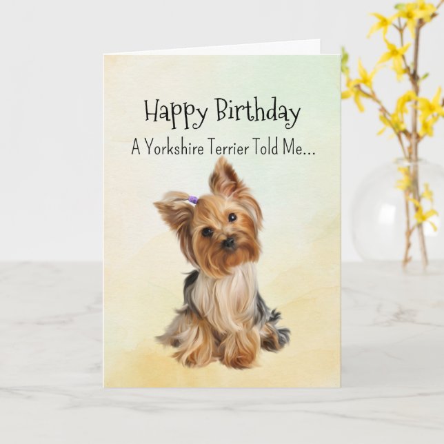 A Yorkie Personality Birthday Roligt Animal Kort (Gul blomma)