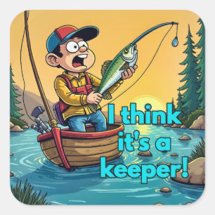 A Young Anglers överraskning Fyrkantigt Klistermärke