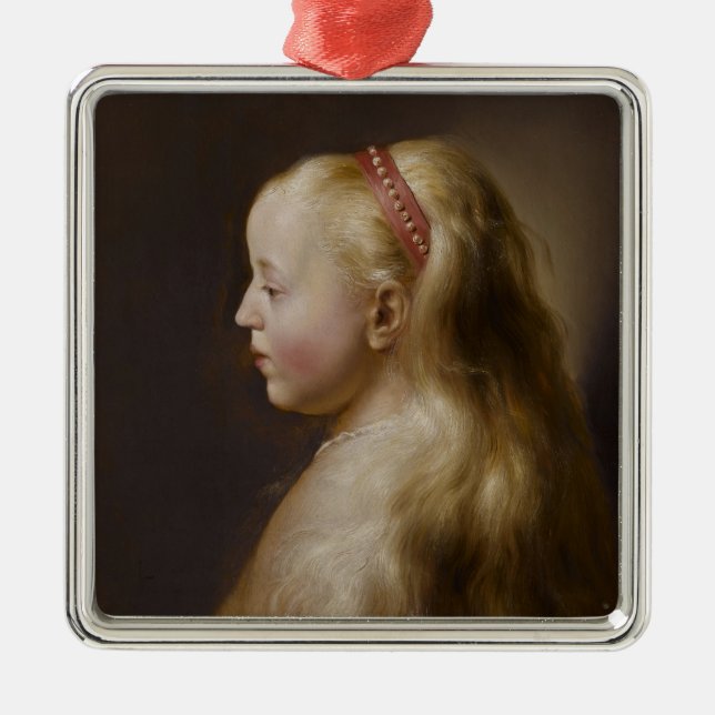 A Young Blonde Girl (av Jan Lievens) Julgransprydnad Metall (Framsidan)