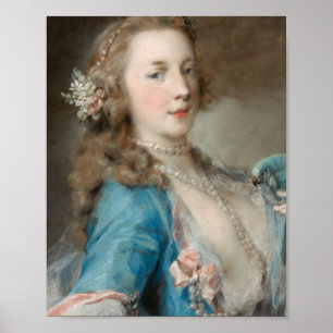 A Young Dam med Parrot (av Rosalba Carriera) Poster