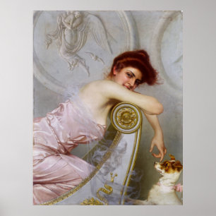 A Young Dam med sin marionett av Vittorio Corcos Poster