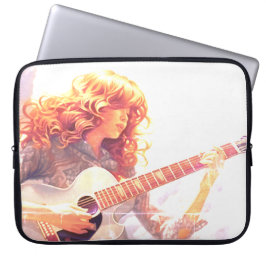 A Young Girl Playing Guitar on an Electronics Bag Laptop Fodral