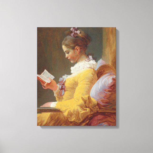 A Young Girl Reading, The Reader by J. Fragonard Canvastryck (Framsida)