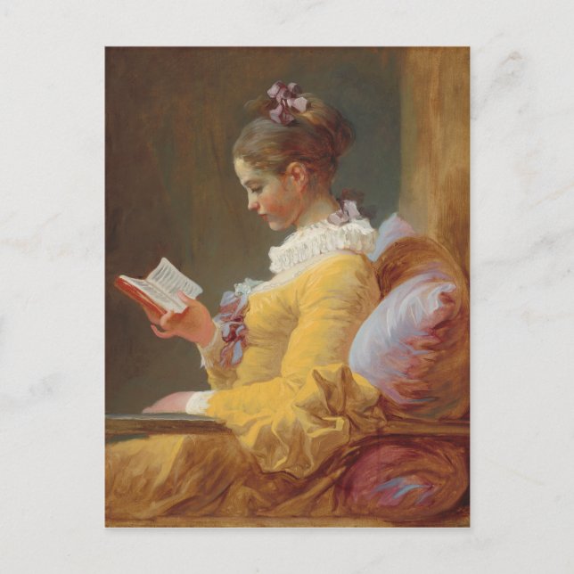 A Young Girl Reading, The Reader by J. Fragonard Vykort (Framsida)