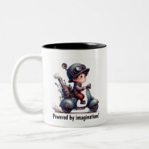 A Young Lycklig Child Riding a Steampunk Skooter