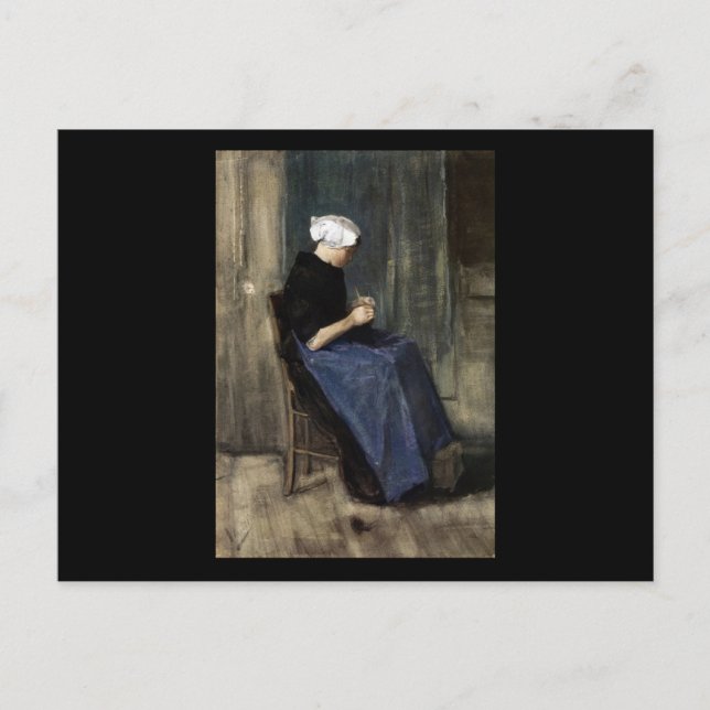 A Young Scheveningen Woman Knitting Vykort (Framsida)
