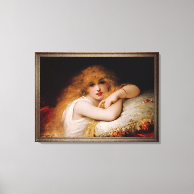 A Young Woman of Leisure av Pierre Coomans Canvastryck (Framsida)