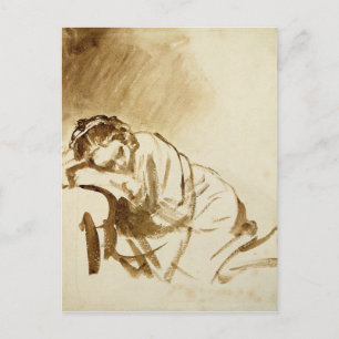 A Young Woman Sleeping c.1654 Vykort