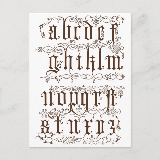 A-Z-alfabet Illustrativa tillbehör Vykort (Framsida)