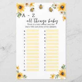 A-Z baby shower-lek med allt som har med bebisar a