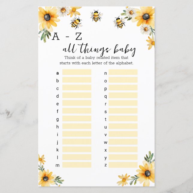 A-Z baby shower-lek med allt som har med bebisar a (Framsida)