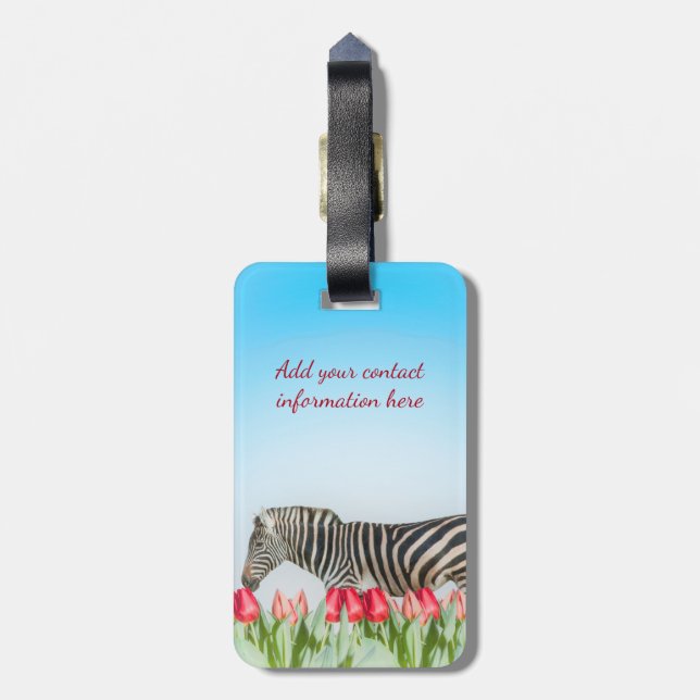 A Zebra bland tulpanerna Bagagebricka (Baksidan Lodrät)