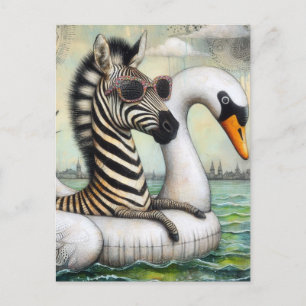 A Zebra om vaccinering i ett Flytande Svan Vykort