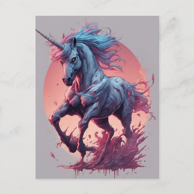 A Zombie Unicorn Vykort (Framsida)
