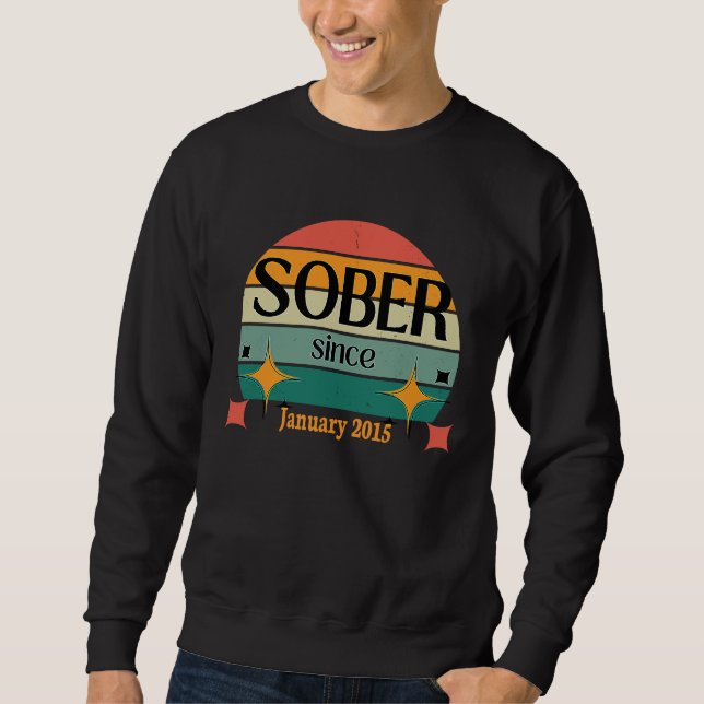 AA NA Celebrate Sobriety Since January 2015 Sober  Lång Ärmad Tröja (Framsida)