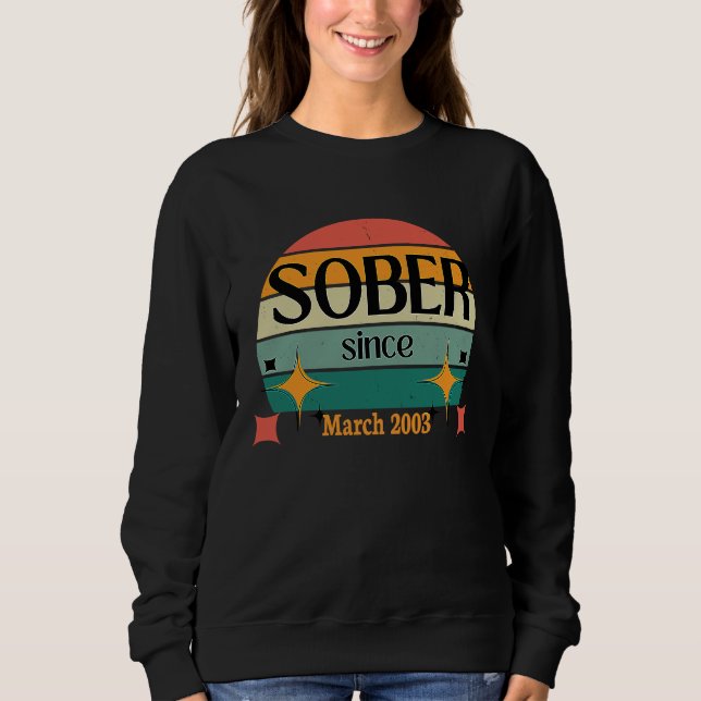 AA NA Celebrate Sobriety Since March2003 Sober Sol T Shirt (Framsida)