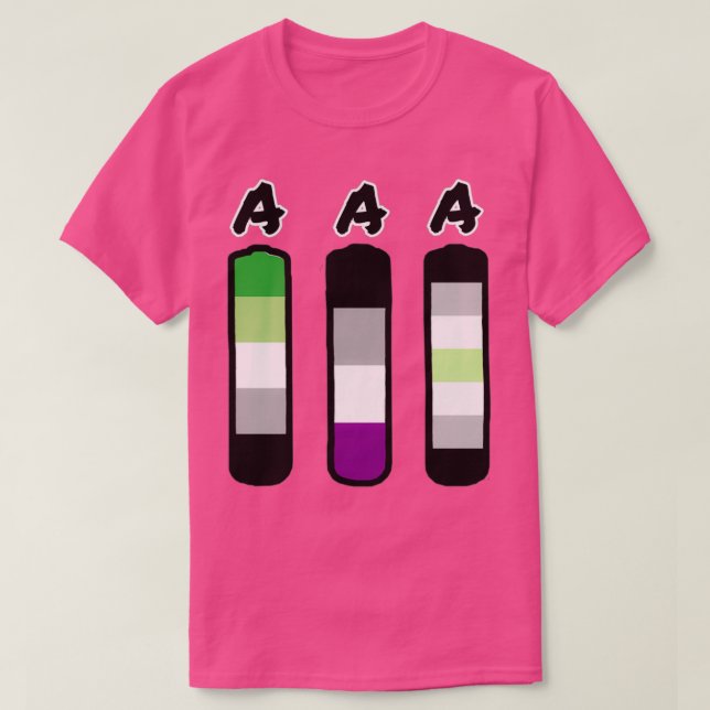 AAA aromantiska asexuella agender-batterier T Shirt (Design framsida)