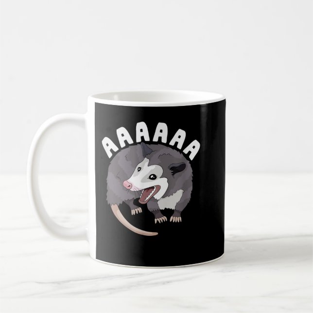 AAAAA Screaming Opossum Stressat Possum Funny Dan Kaffemugg (Vänster)