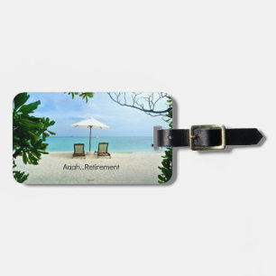 Aaah..pension, avslappnande strandscen bagagebricka