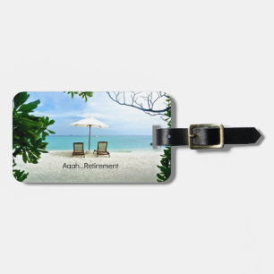 Aaah..pension, avslappnande strandscen bagagebricka