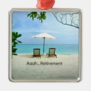 Aaah..pension, avslappnande strandscen. julgransprydnad metall