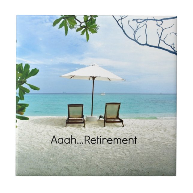 Aaah..pension, avslappnande strandscen kakelplatta (Framsidan)