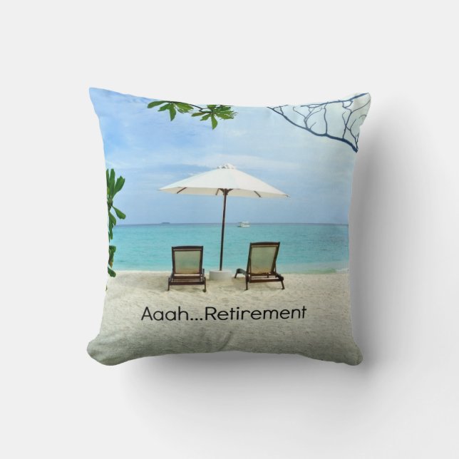 Aaah..pension, avslappnande strandscen kudde (Framsida)