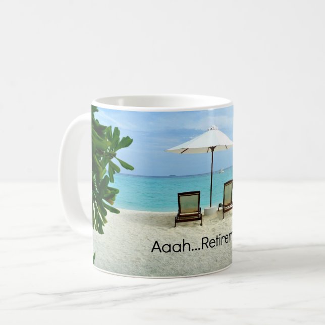 Aaah..pension, Avslaxning vid stranden Kaffemugg (Framsida vänster)