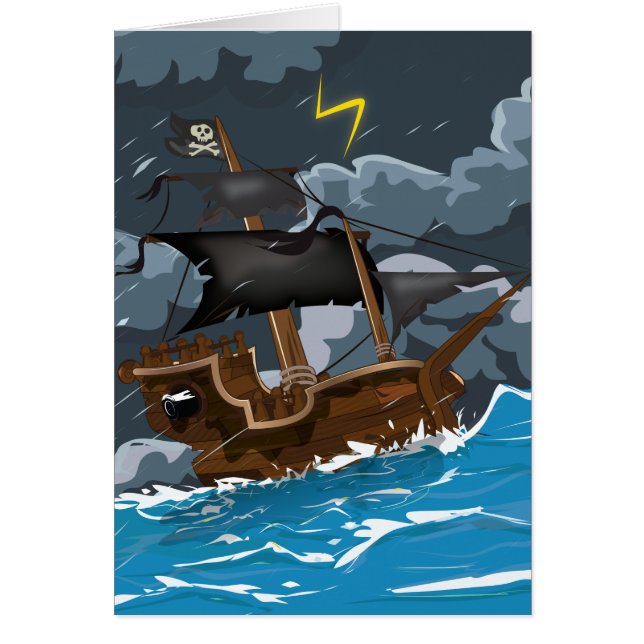 AAAR! Gammalt piratskepp i storm OBS Kort (Framsidan)