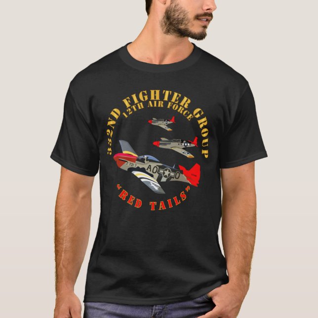 AAC - 332nd Fighter Group - 12:e AF - Red Svan T Shirt (Framsida)