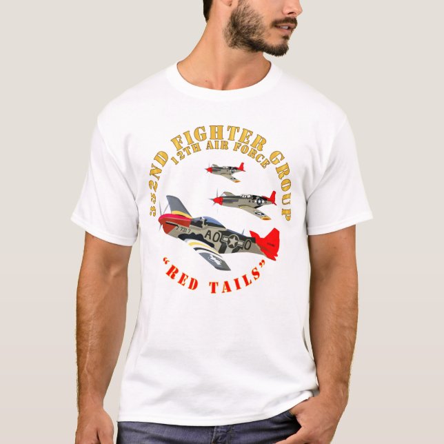 AAC - 332nd Fighter Group - 12:e AF - Red Svan T Shirt (Framsida)
