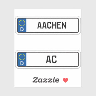 Aachen kennzeichen, tysk registreringsskylt klistermärken