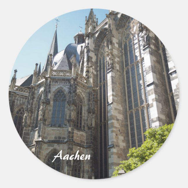 Aachen Stickers Runt Klistermärke (Framsida)